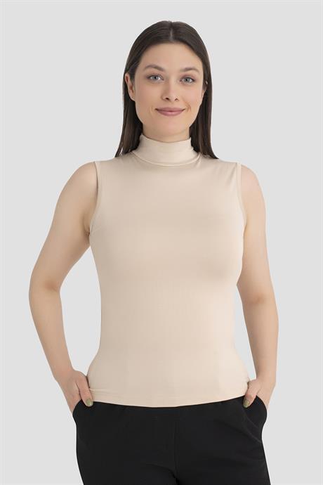 Kadın Siyah Beyaz Ten Balıkçı Yaka Kolsuz Body 3'lü Paket - 6