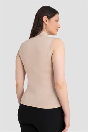 Kadın Siyah Beyaz Ten Balıkçı Yaka Kolsuz Body 3'lü Paket - 7