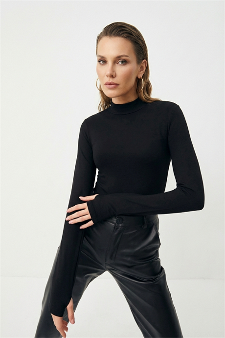 Kadın Siyah Parmak Detaylı Body 2'li Paket - 3