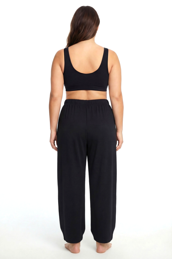 Angelino Kadın Siyah Polyester Büyük Beden Pijama Altı - 2