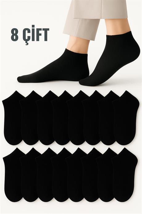 Kadın Siyah Terletmez Comfort Pamuklu Patik Çorap 8 Çift - 1