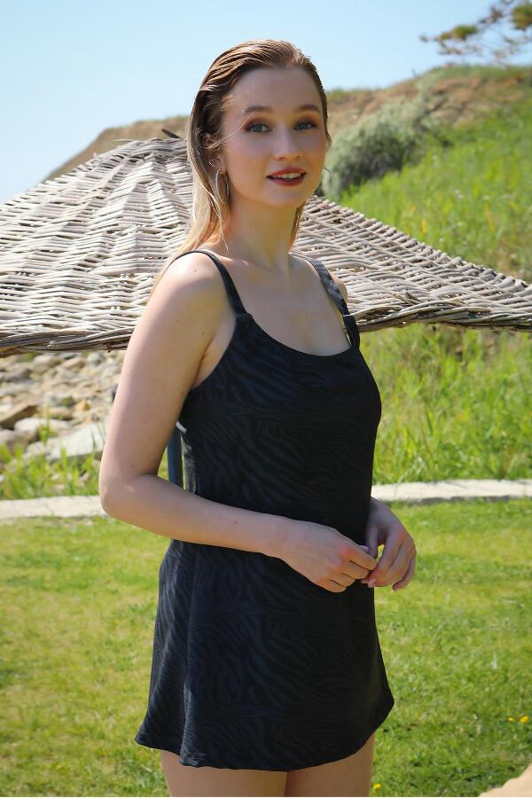 Angelino Kadın Şortlu Tankini Elbise Mayo Füme 36001 - 3