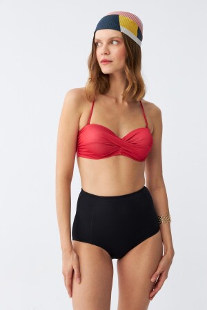 Akbeniz Kadın Straplez Kırmızı Yüksek Bel Bikini Takımı - 1