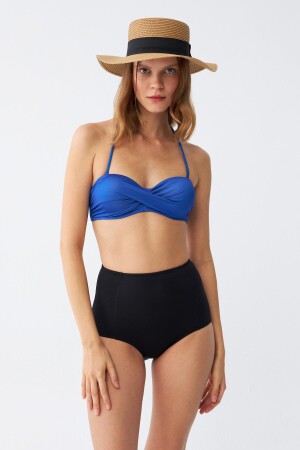 Kadın Straplez Mavi Yüksek Bel Bikini Takımı - Angelino