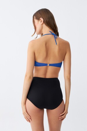 Kadın Straplez Mavi Yüksek Bel Bikini Takımı - 5