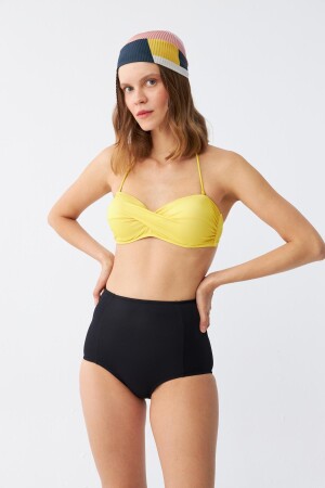 Akbeniz Kadın Straplez Sarı Yüksek Bel Bikini Takımı - 1