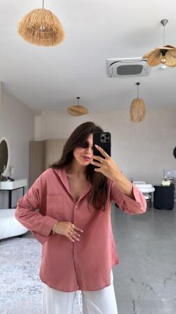 Kadın Tek Cepli Over Size Ketem Gömlek - 6