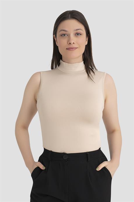 Kadın Ten Balıkçı Yaka Kolsuz Body 3'lü Paket - 2