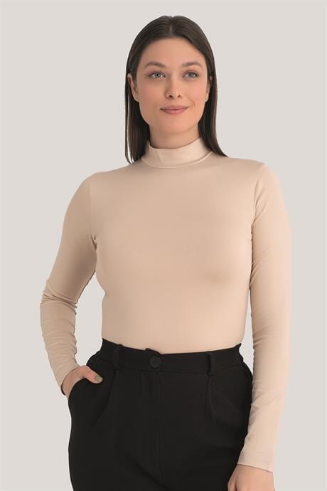 Kadın Ten Balıkçı Yaka Uzun Kollu Body 2'li Paket - 3