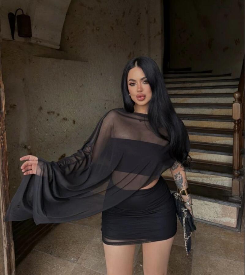 Kadın Transparan Detay Büstiyer Ve Etek Takım - 1