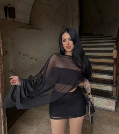 Kadın Transparan Detay Büstiyer Ve Etek Takım - 5