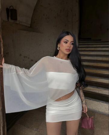 Kadın Transparan Detay Büstiyer Ve Etek Takım - ANGELINO BuyukBedeniz (1)