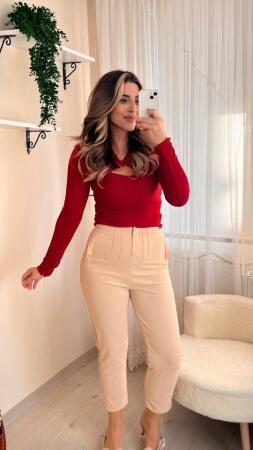 Kadın üste Oturan Paçası Bilek üzerinde Biten Atlas Kumaş Pantolon 36 (S) - 48 (4XL) - 1