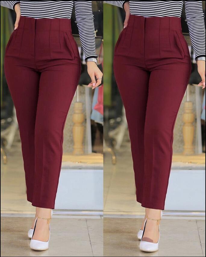 Kadın üste Oturan Paçası Bilek üzerinde Biten Atlas Kumaş Pantolon 36 (S) - 48 (4XL) - 1