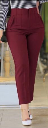 Kadın üste Oturan Paçası Bilek üzerinde Biten Atlas Kumaş Pantolon 36 (S) - 48 (4XL) - 3