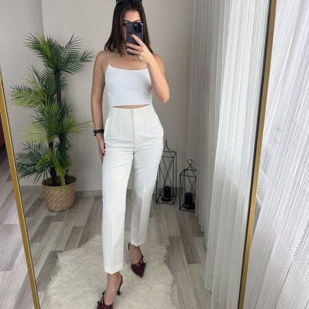 Kadın üste Oturan Paçası Bilek üzerinde Biten Atlas Kumaş Pantolon 36 (S) - 50 (5XL) - 3