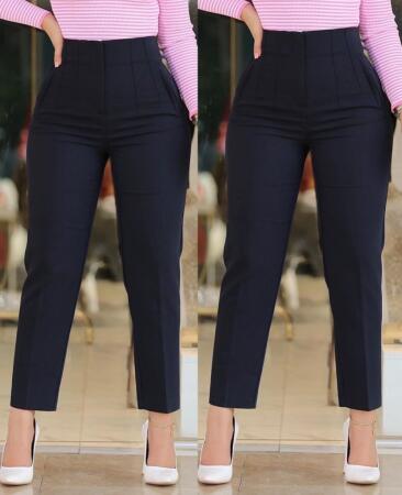 Kadın üste Oturan Paçası Bilek üzerinde Biten Krep Kumaş Kumaş Pantolon 36 (S) - 50 (5XL) - 3