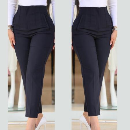 Kadın üste Oturan Paçası Bilek üzerinde Biten Krep Kumaş Kumaş Pantolon 36 (S) - 50 (5XL) - 4