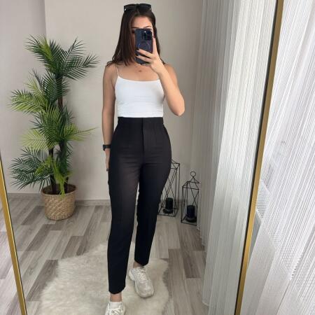 Kadın üste Oturan Paçası Bilek üzerinde Biten Krep Kumaş Kumaş Pantolon 36 (S) - 50 (5XL) - 7