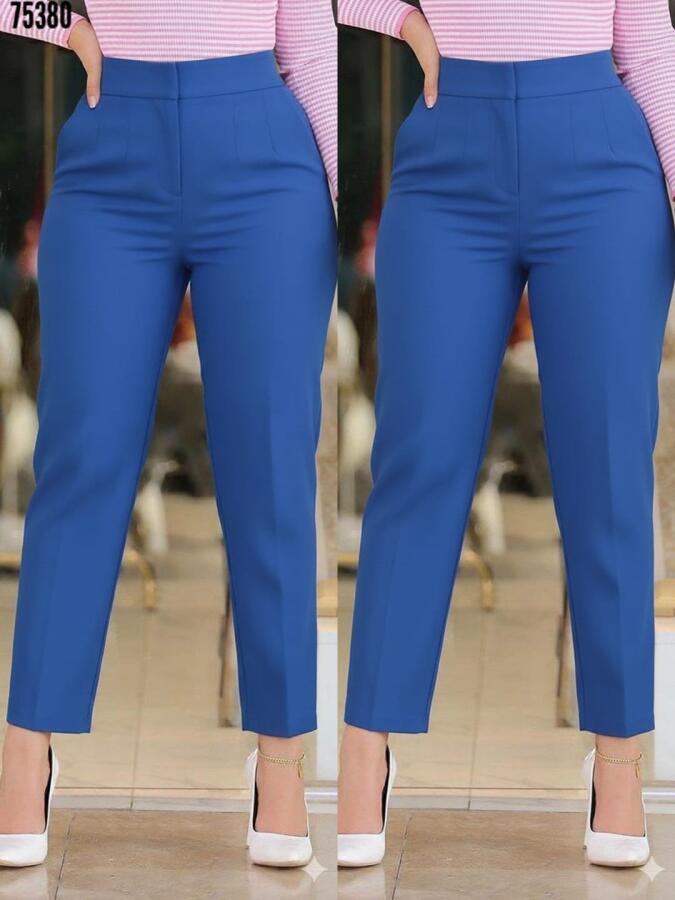 Kadın üste Oturan Paçası Bilek üzerinde Biten Krep Kumaş Pantolon 36 (S) - 50 (5XL) - 1