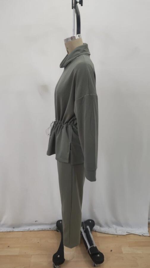 Kadın Uzun Kollu Balıkçı Yaka Belden Lastikli Modal Bluz Ve Pantolon Ikili Takım - 6