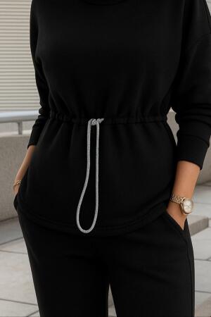 Kadın Uzun Kollu Balıkçı Yaka Belden Lastikli Modal Bluz Ve Pantolon Ikili Takım - 2