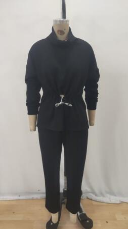 Kadın Uzun Kollu Balıkçı Yaka Belden Lastikli Modal Bluz Ve Pantolon Ikili Takım - 5