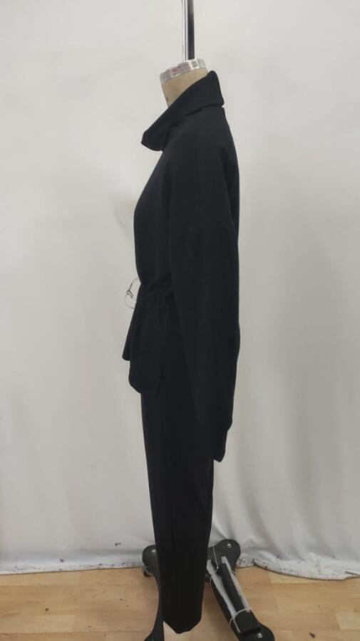 Kadın Uzun Kollu Balıkçı Yaka Belden Lastikli Modal Bluz Ve Pantolon Ikili Takım - 6