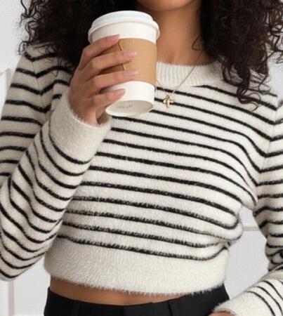 Kadın Uzun Kollu Balıkçı Yaka Crop Triko Bluz - ANGELINO BuyukBedeniz (1)