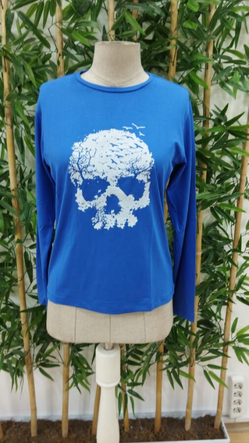 Kadın Uzun Kollu Bisiklet Yaka Ayçiçeği Desenli Viskon Bluz - 5