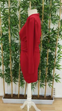 Kadın Uzun Kollu Bisiklet Yaka Bel Kemer Detay Ithal Krep Elbise - 8