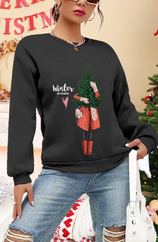 Kadın Uzun Kollu Bisiklet Yaka Desenli Viskon Iki Iplik Bluz - 1