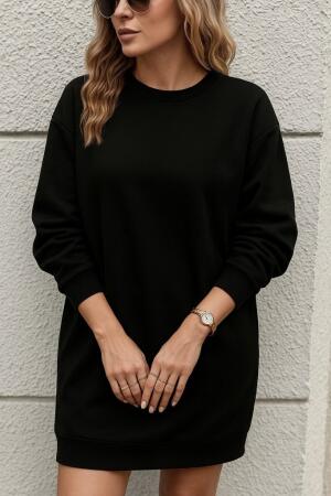 Kadın Uzun Kollu Bisiklet Yaka Iki Iplik Elbise - ANGELINO BuyukBedeniz (1)