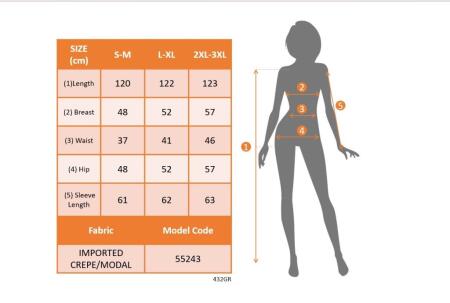 Kadın Uzun Kollu Bisiklet Yaka Ithal Krep Bluz Alt Desenli Modal Midi Elbise - 5