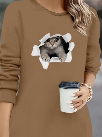 Kadın Uzun Kollu Bisiklet Yaka Kısa Viskon Iki Iplik Elbise - ANGELINO BuyukBedeniz (1)