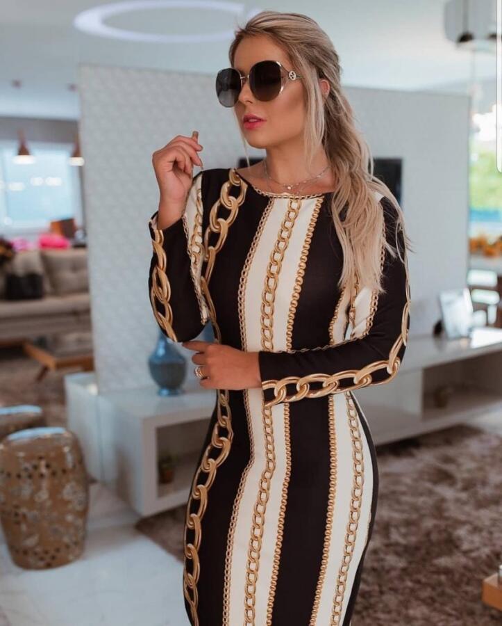 Kadın Uzun Kollu Bisiklet Yaka Scuba Midi Boy Elbise - 3