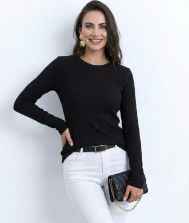 Kadın Uzun Kollu Bisiklet Yaka Triko Kazak - ANGELINO BuyukBedeniz