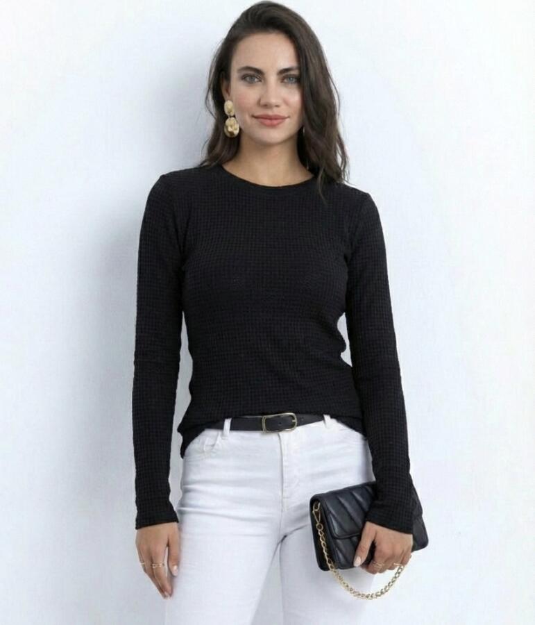 Kadın Uzun Kollu Bisiklet Yaka Triko Kazak - 3