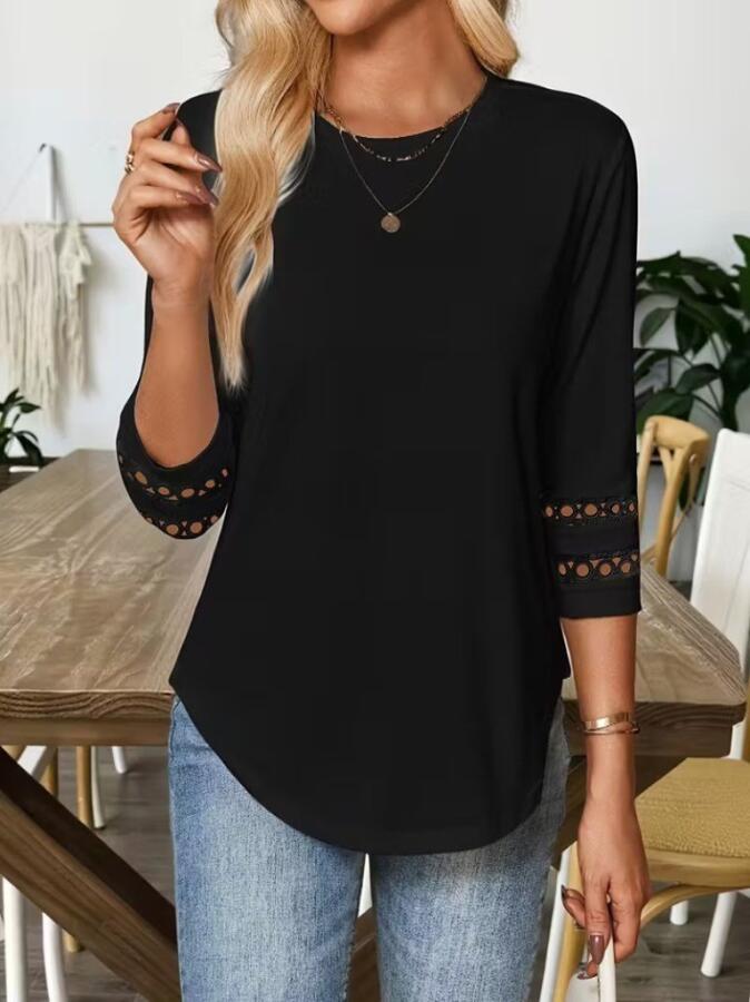 Kadın Uzun Kollu Bisiklet Yaka Truvakar Kollu Viskon Bluz - 1