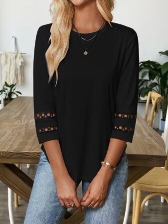 Kadın Uzun Kollu Bisiklet Yaka Truvakar Kollu Viskon Bluz - 2