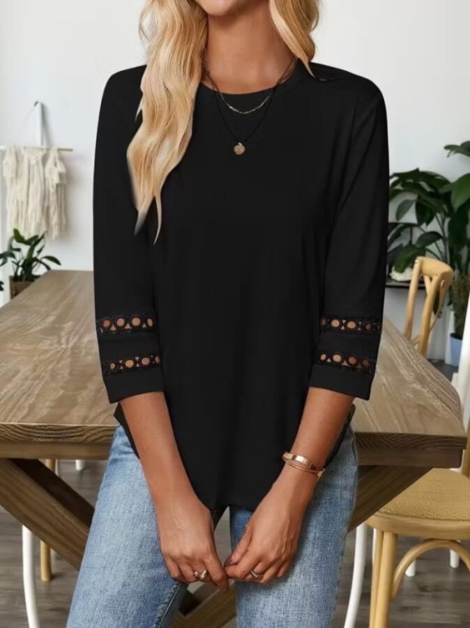 Kadın Uzun Kollu Bisiklet Yaka Truvakar Kollu Viskon Bluz - 2