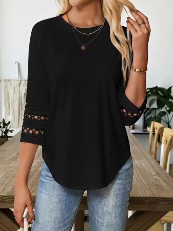 Kadın Uzun Kollu Bisiklet Yaka Truvakar Kollu Viskon Bluz - 3