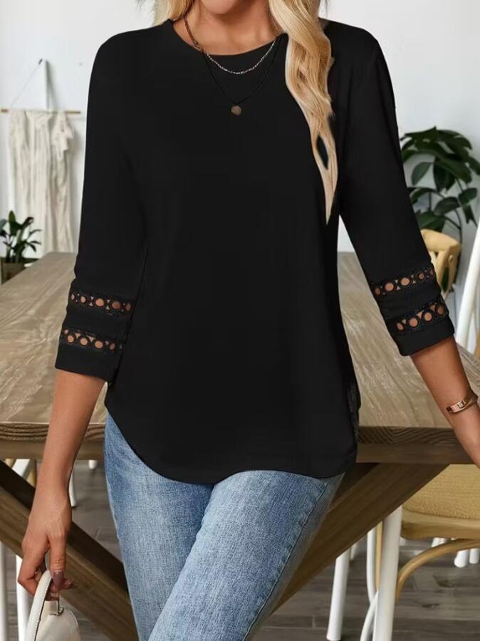 Kadın Uzun Kollu Bisiklet Yaka Truvakar Kollu Viskon Bluz - 4
