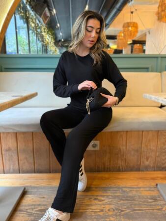 Kadın Uzun Kollu Bisiklet Yaka Viskon Iki Iplik Bluz Ve Pantolon Ikili Takım - ANGELINO BuyukBedeniz (1)