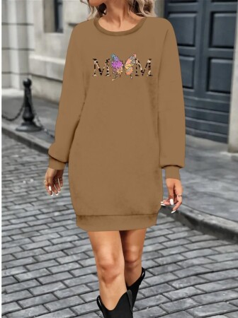 Kadın Uzun Kollu Bisiklet Yaka Viskon Iki Iplik Elbise - ANGELINO BuyukBedeniz