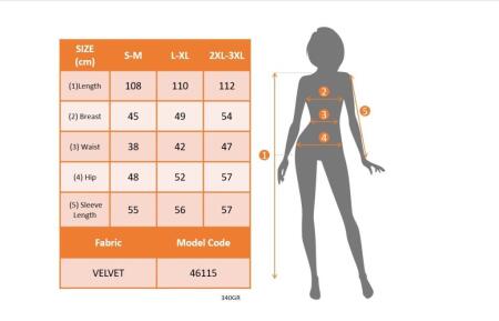 Kadın Uzun Kollu Bot Yaka Yanı Taş Detaylı Midi Kadife Elbise - 4