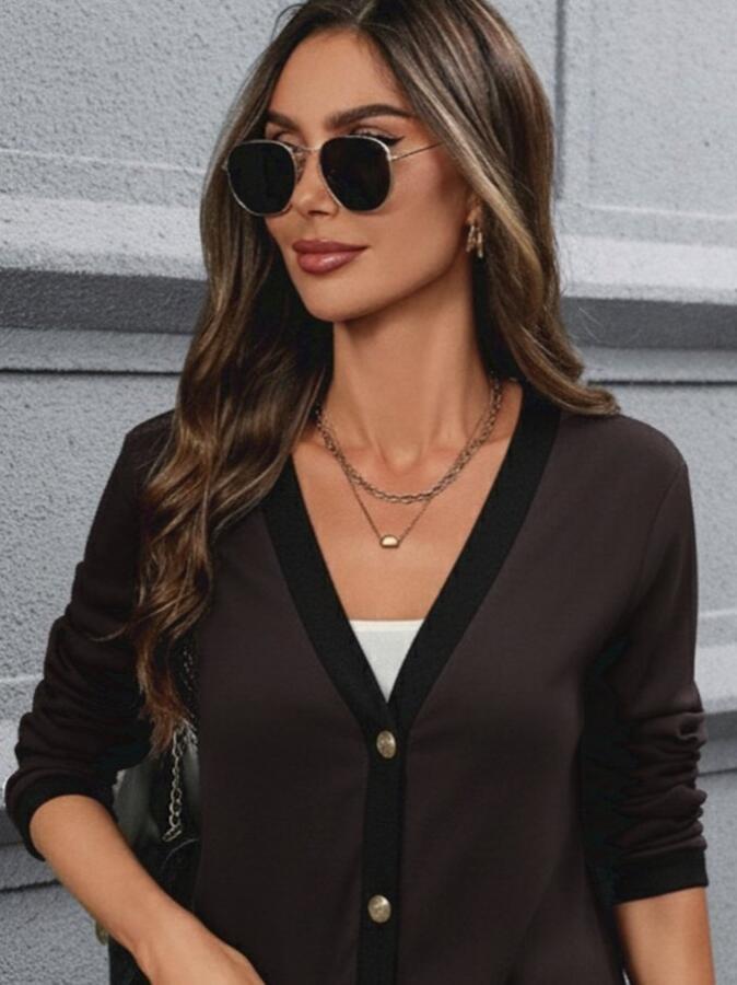 Kadın Uzun Kollu Cepli önden Düğmeli Uzun Modal Ceket - 2