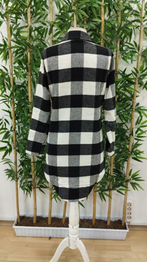 Kadın Uzun Kollu Ekoseli önden Düğmeli Dokuma Uzun Gömlek - 9