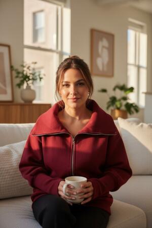 Kadın Uzun Kollu Fermuar Detay Sweat Shirt - 1