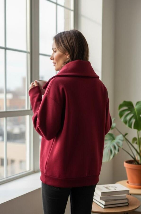 Kadın Uzun Kollu Fermuar Detay Sweat Shirt - 2